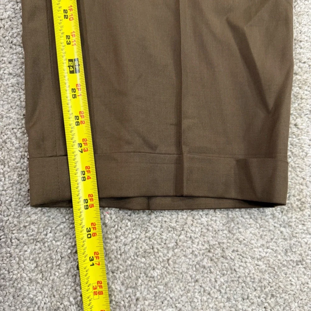 Lauren Ralph Lauren Dress Pants Men 48R Brown Wool Cashmere Pleated Cuffed Luxe - Picture 5 of 7